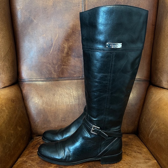 Coach Tall Riding Boots Black Leather Women's 9.5 - Picture 6 of 11